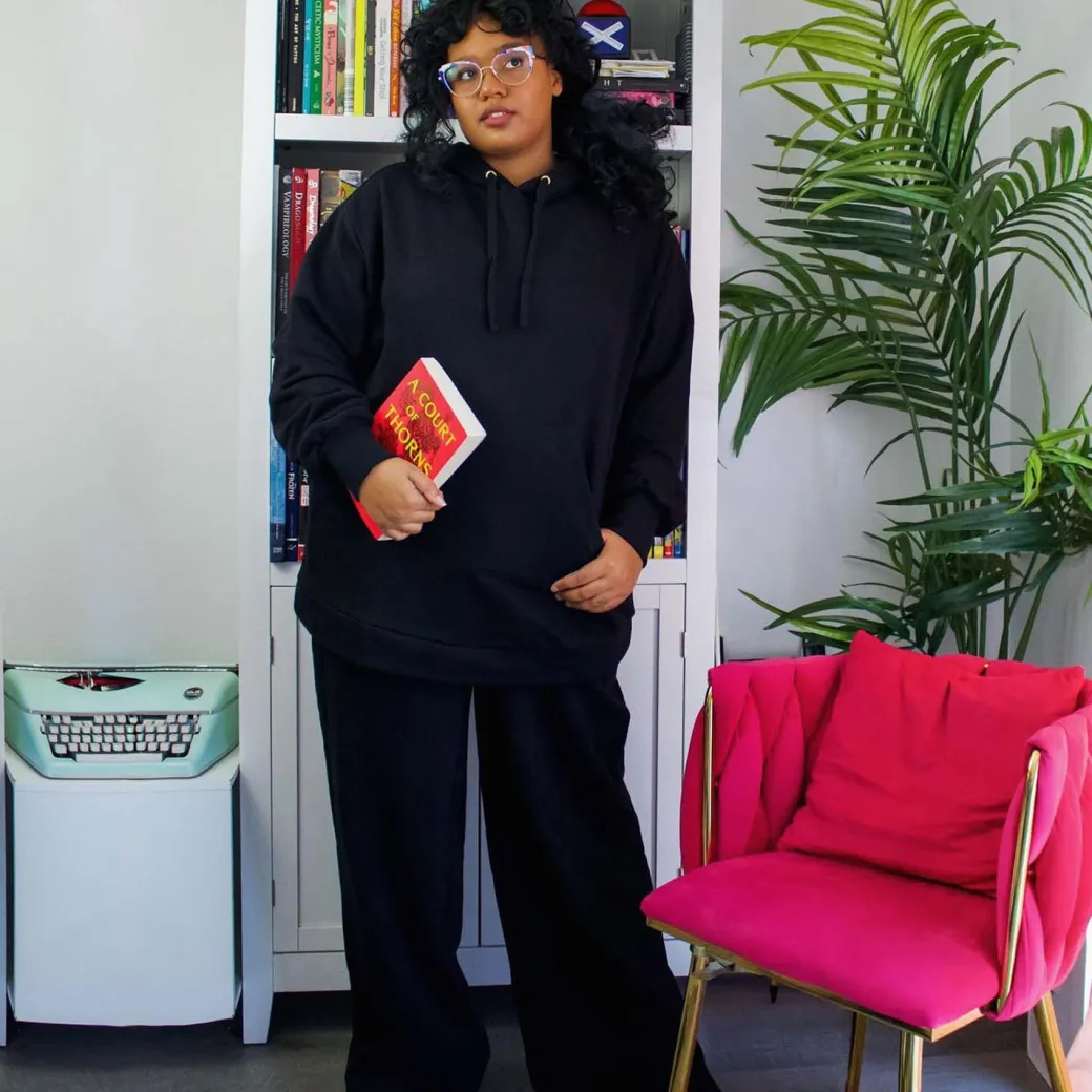Organic Cotton Wide Leg Joggers - Black