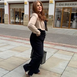 Organic Cotton Wide Leg Joggers - Black