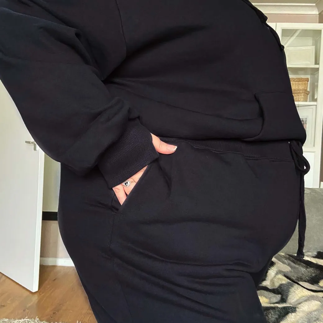 Organic Cotton Wide Leg Joggers - Black