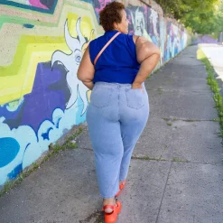 Organic Mom Jeans - Aegean