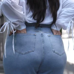 Organic Mom Jeans - Aegean