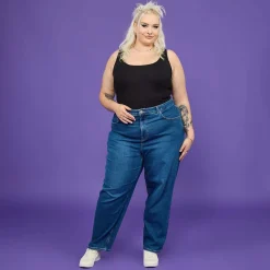 Organic Mom Jeans - Atlantic
