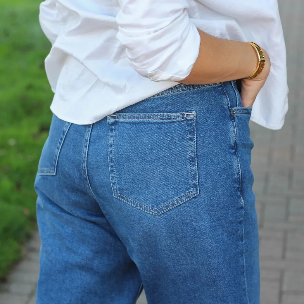 Organic Mom Jeans - Atlantic