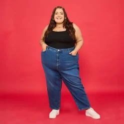 Organic Mom Jeans - Atlantic