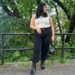 Organic Mom Jeans - Black Sea