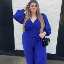 Ottoman Long Sleeve Wrap Jumpsuit - Aretha