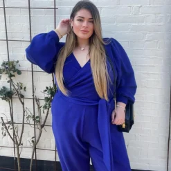 Ottoman Long Sleeve Wrap Jumpsuit - Aretha