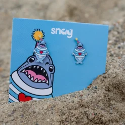 Party Chompy Shark Earrings - Silver