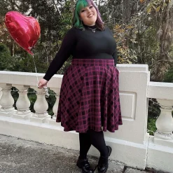 Plaid Flare Skirt - Ember