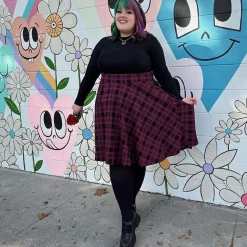 Plaid Flare Skirt - Ember