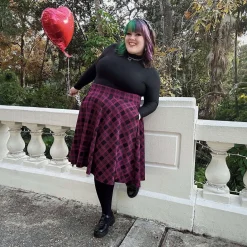 Plaid Flare Skirt - Ember