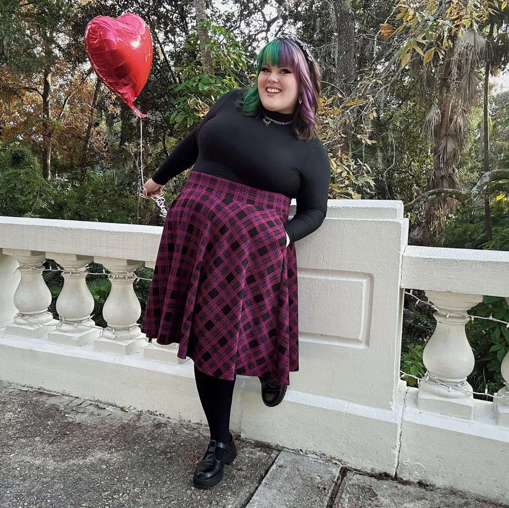 Plaid Flare Skirt - Ember