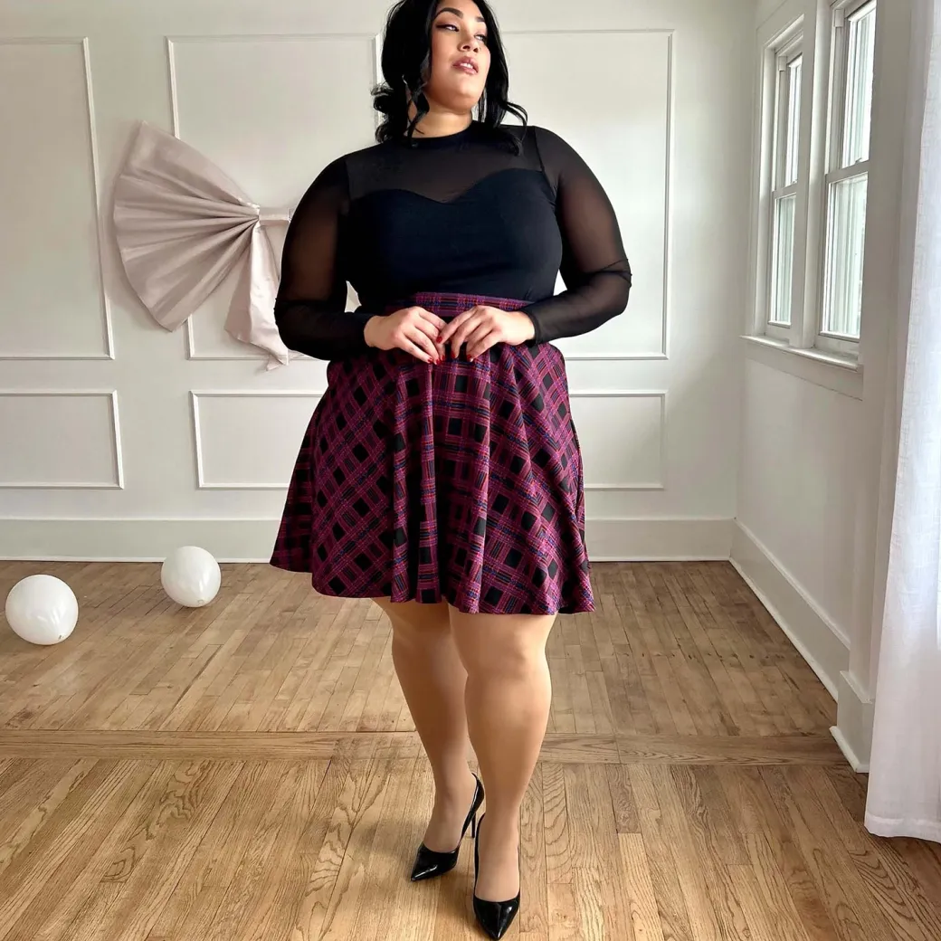 Plaid Flare Skirt - Ember
