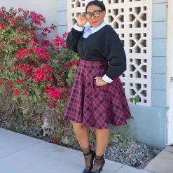 Plaid Flare Skirt - Ember