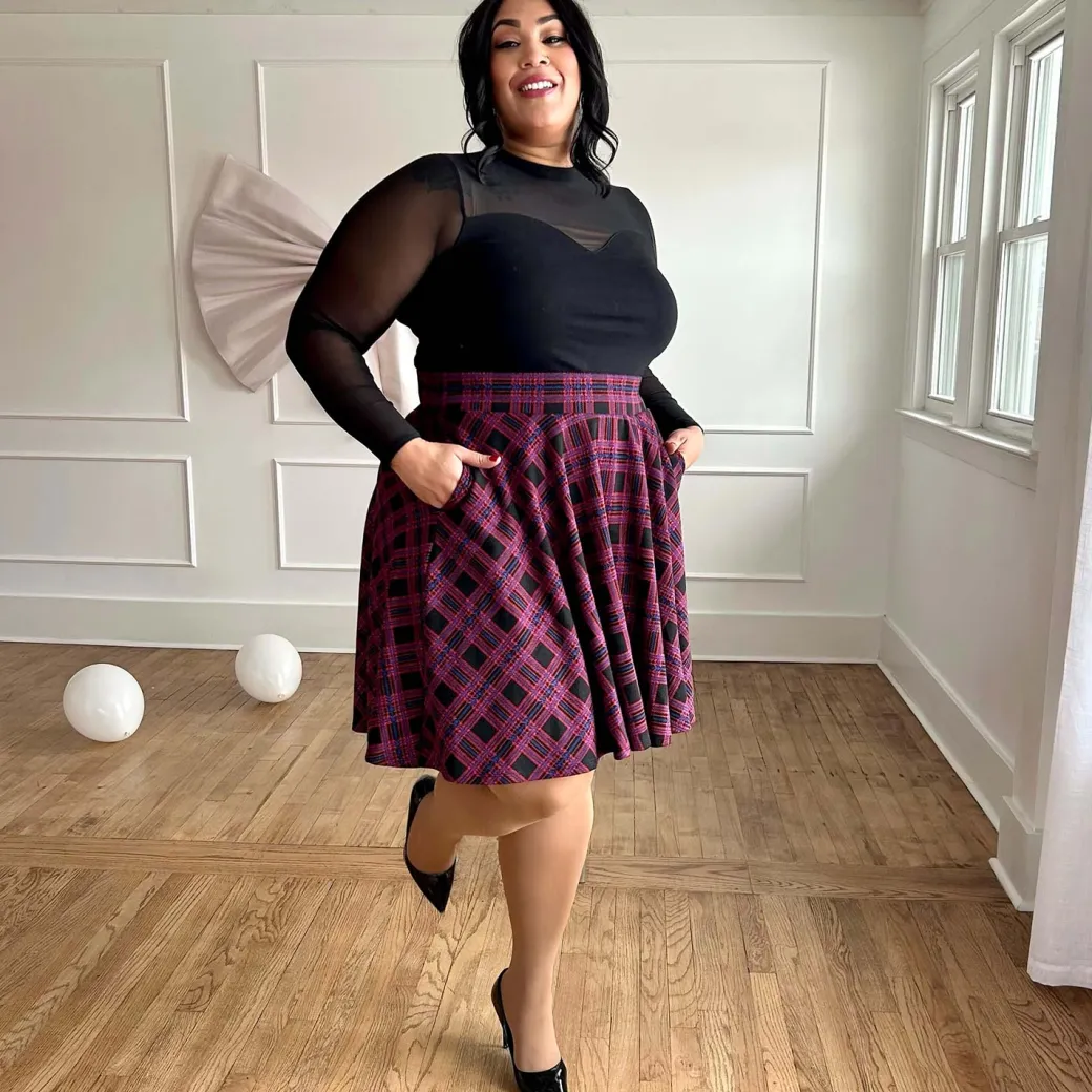 Plaid Flare Skirt - Ember