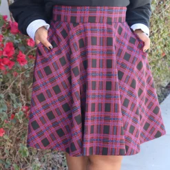 Plaid Flare Skirt - Ember