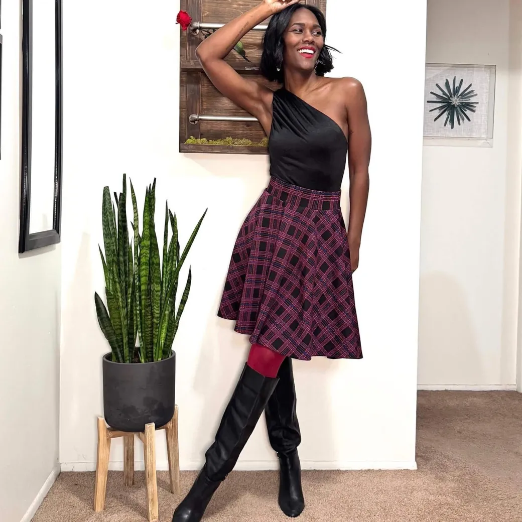 Plaid Flare Skirt - Ember