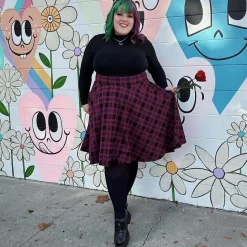 Plaid Flare Skirt - Ember