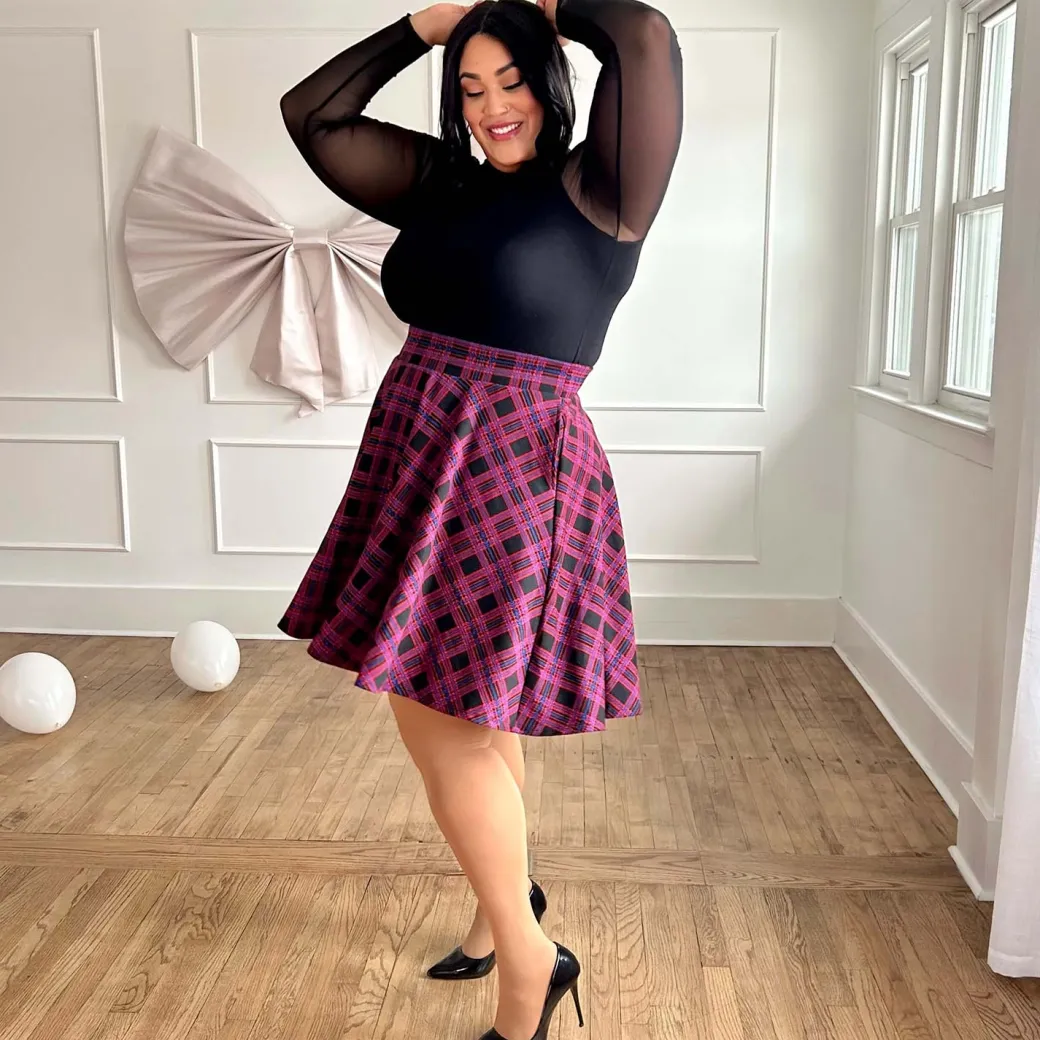 Plaid Flare Skirt - Ember