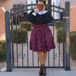 Plaid Flare Skirt - Ember