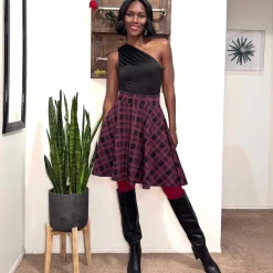 Plaid Flare Skirt - Ember