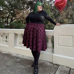 Plaid Flare Skirt - Ember