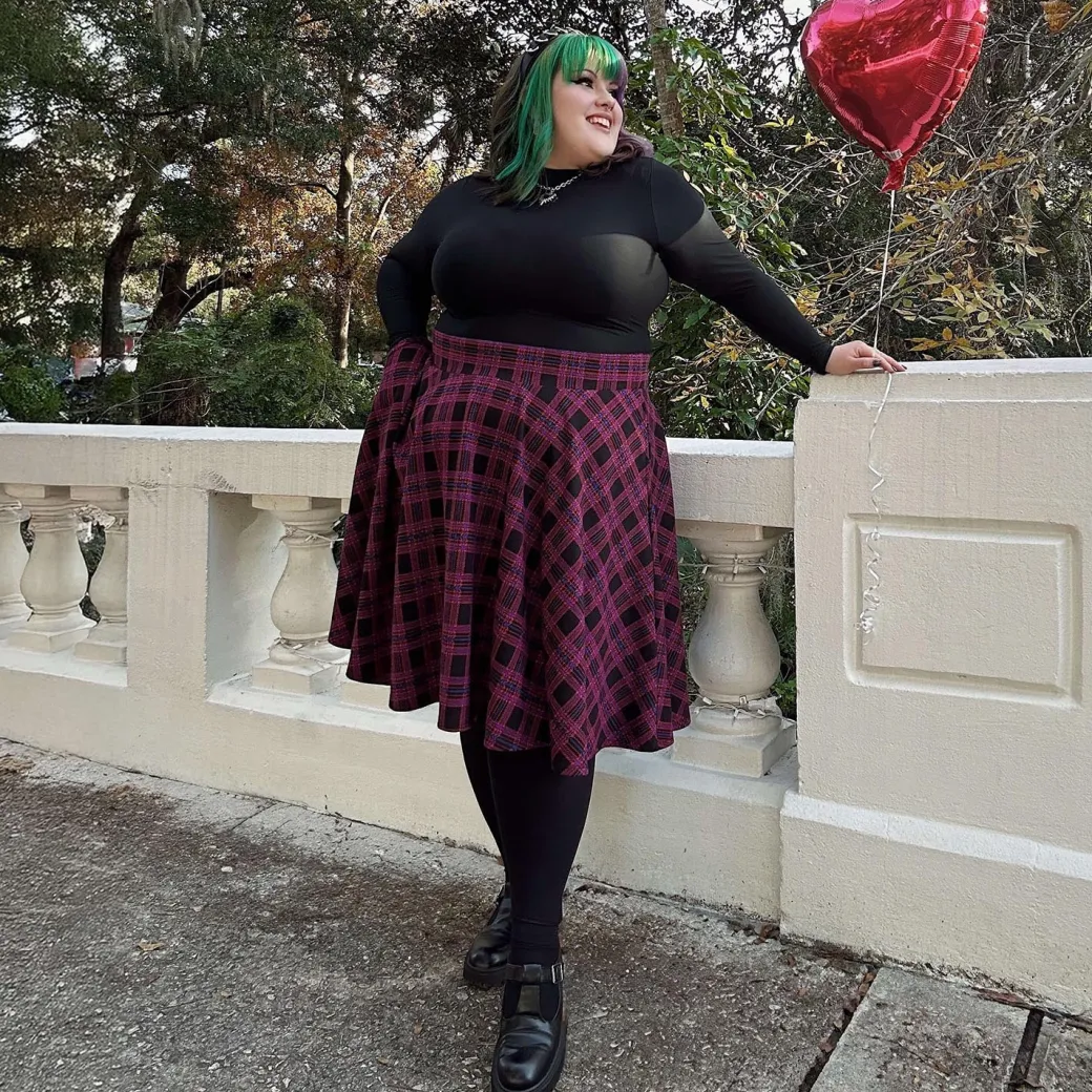 Plaid Flare Skirt - Ember