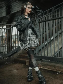 Plaid Mini-Flare Skirt - Cairn