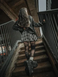 Plaid Mini-Flare Skirt - Cairn