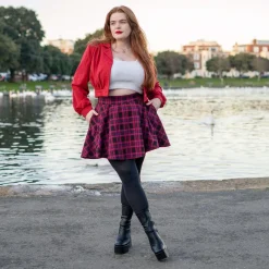 Plaid Mini-Flare Skirt - Ember
