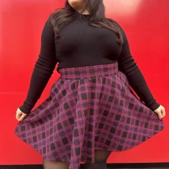 Plaid Mini-Flare Skirt - Ember