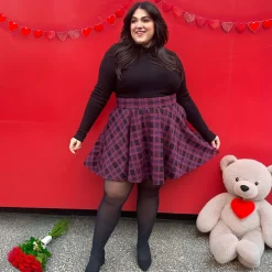 Plaid Mini-Flare Skirt - Ember