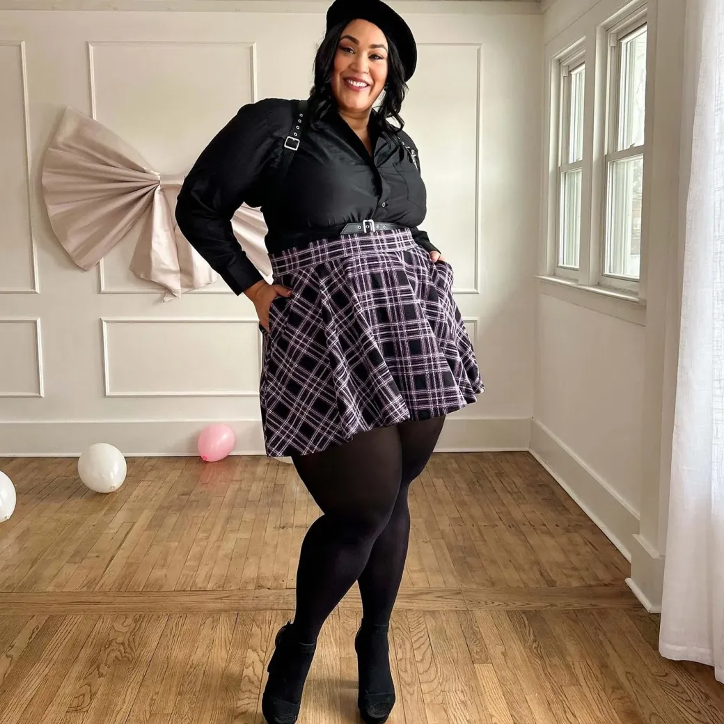 Plaid Mini-Flare Skirt - Moorland