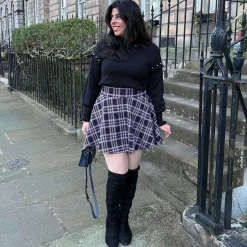 Plaid Mini-Flare Skirt - Moorland