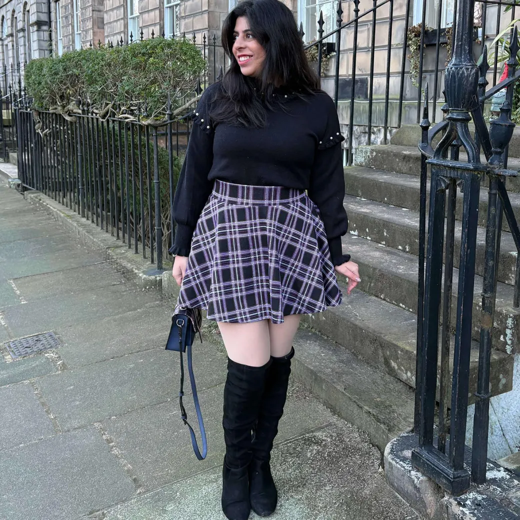 Plaid Mini-Flare Skirt - Moorland