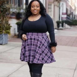 Plaid Mini-Flare Skirt - Moorland