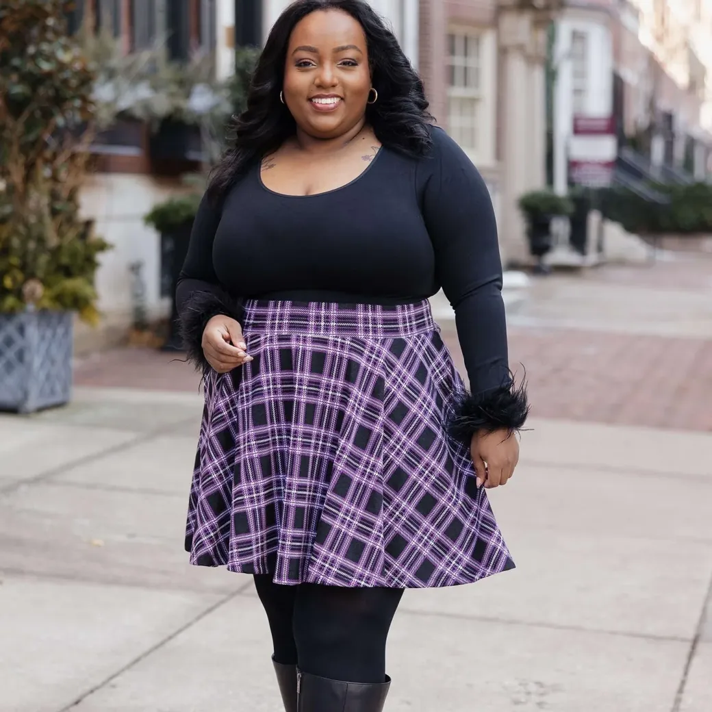 Plaid Mini-Flare Skirt - Moorland