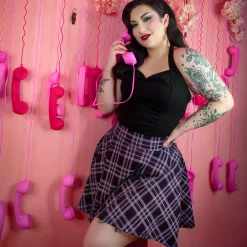 Plaid Mini-Flare Skirt - Moorland