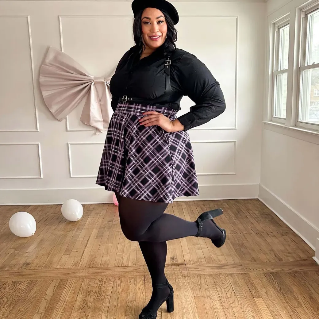 Plaid Mini-Flare Skirt - Moorland