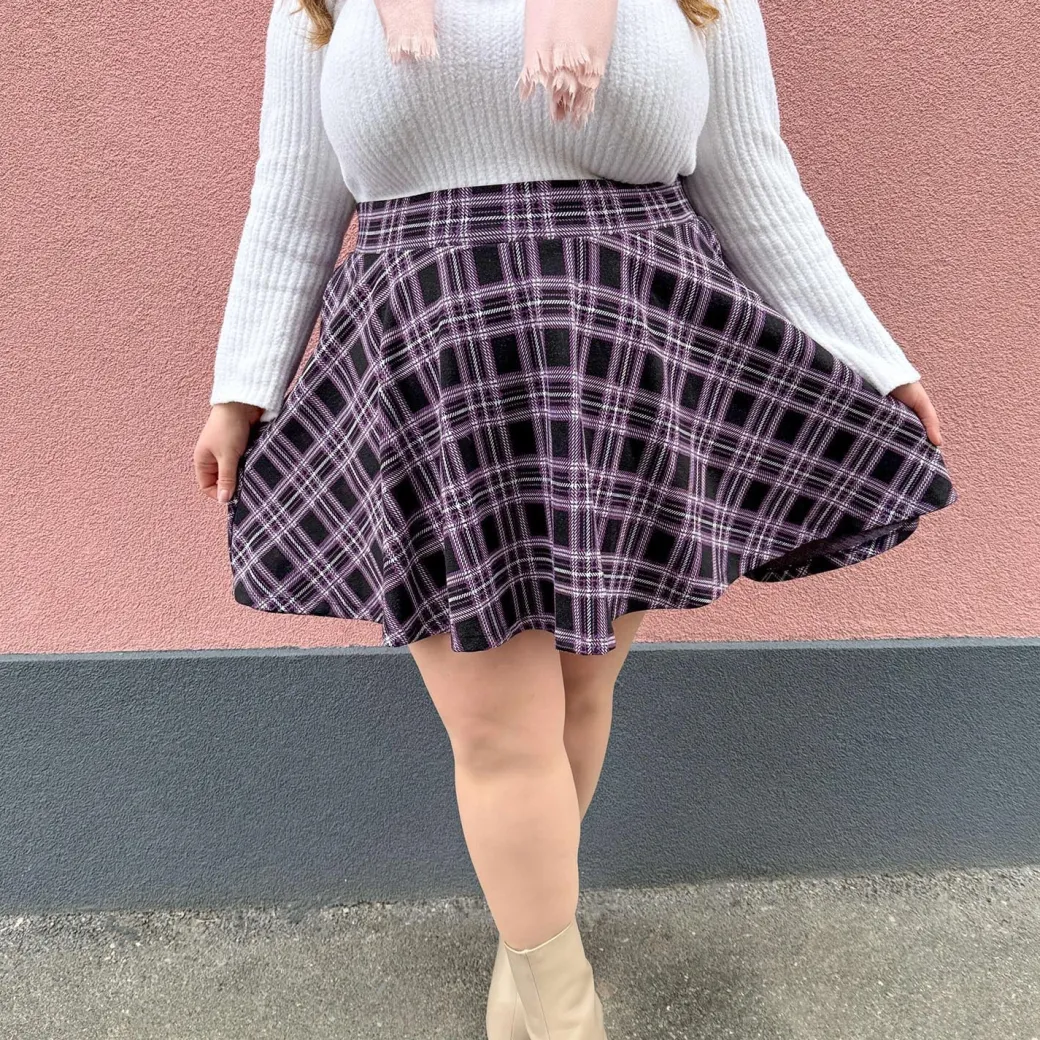 Plaid Mini-Flare Skirt - Moorland