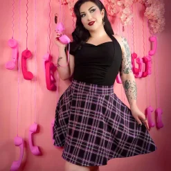 Plaid Mini-Flare Skirt - Moorland