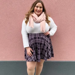 Plaid Mini-Flare Skirt - Moorland