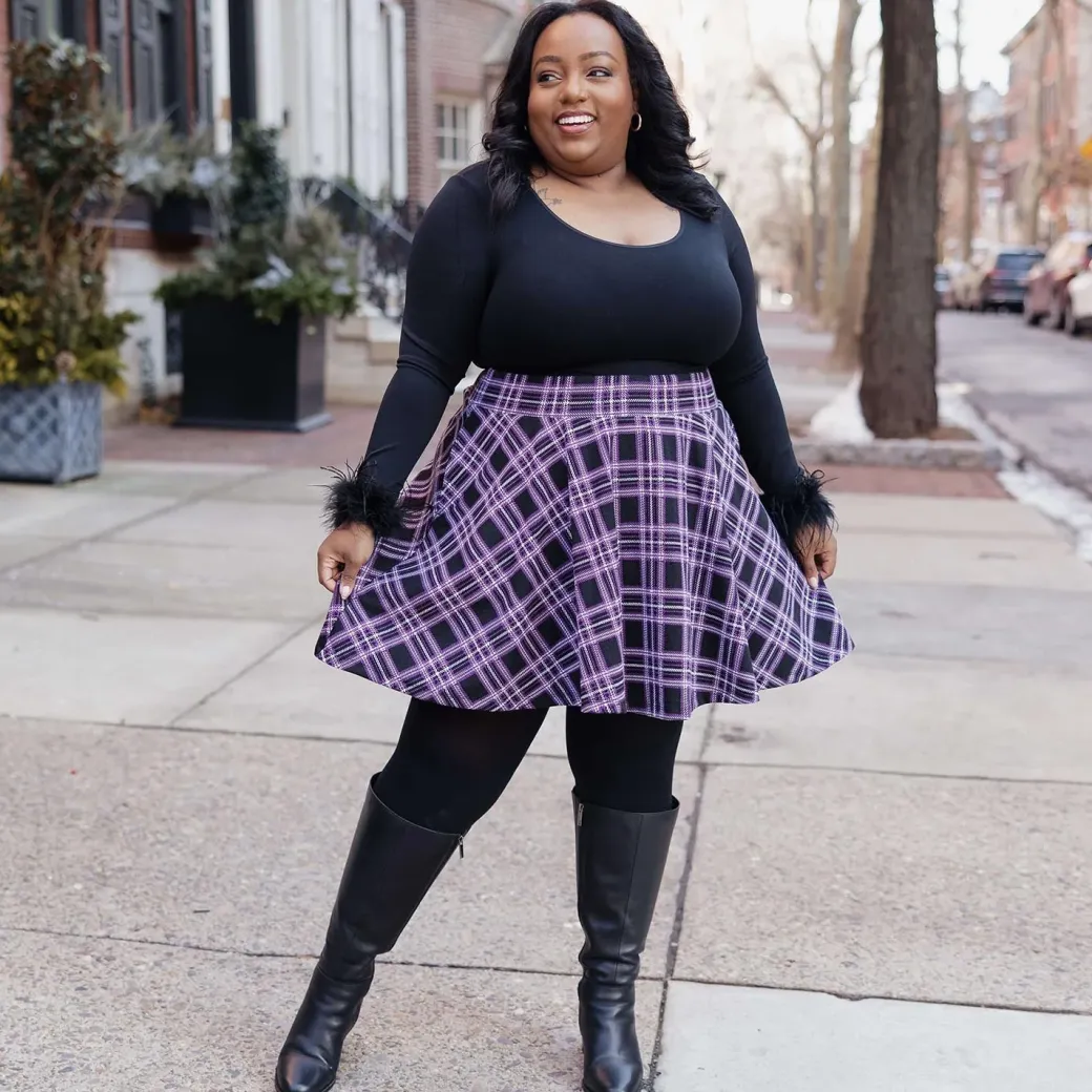 Plaid Mini-Flare Skirt - Moorland