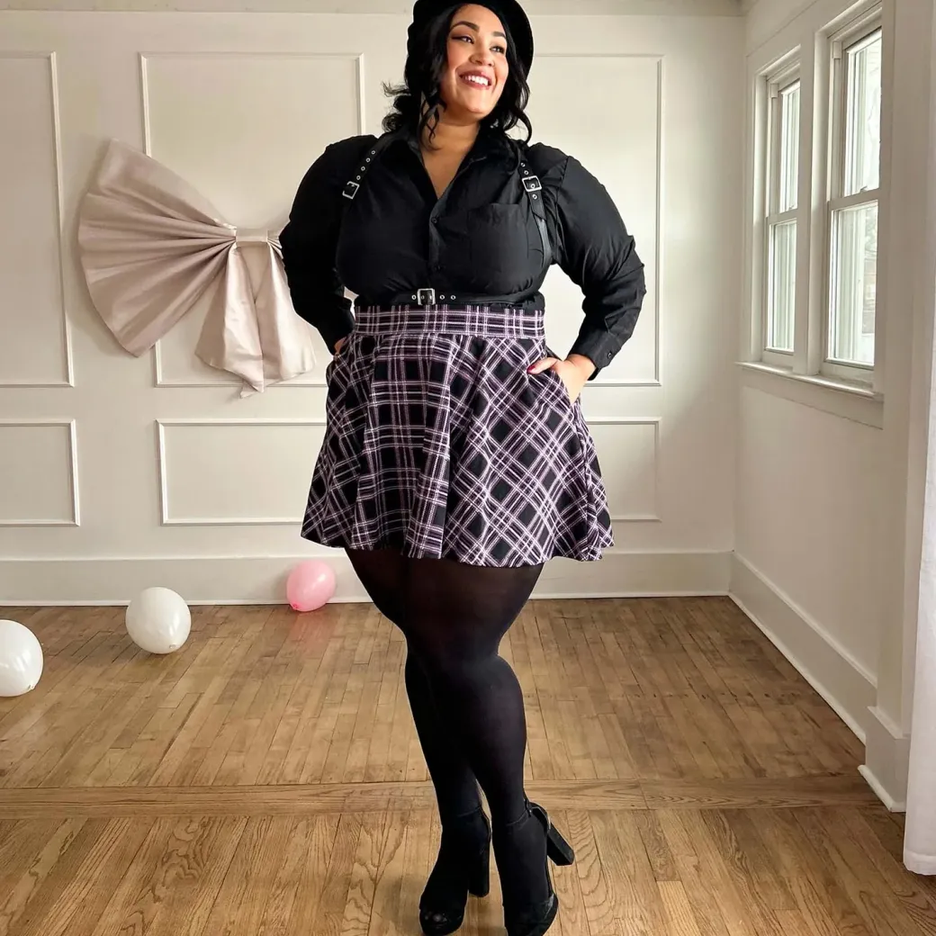Plaid Mini-Flare Skirt - Moorland