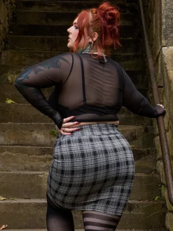 Plaid Mini Skirt - Black & Grey