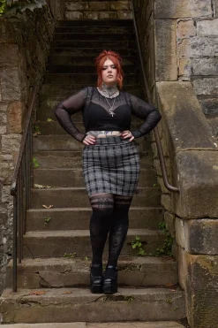 Plaid Mini Skirt - Black & Grey