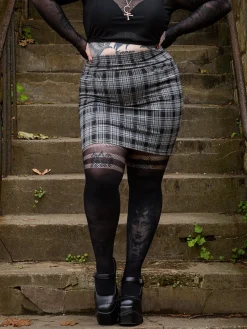 Plaid Mini Skirt - Black & Grey