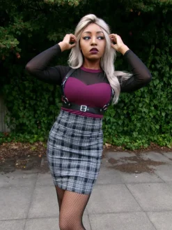Plaid Mini Skirt - Black & Grey