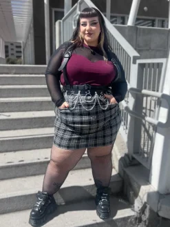 Plaid Mini Skirt - Black & Grey