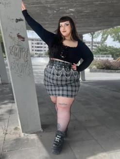 Plaid Mini Skirt - Black & Grey